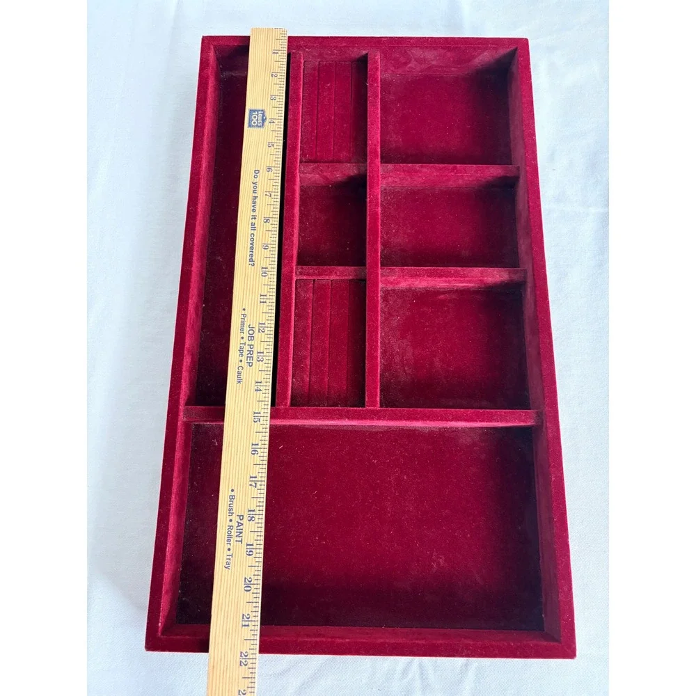Unbranded Velvet Jewelry Display Tray OS Burgundy Red  Multi-Slot Organizer